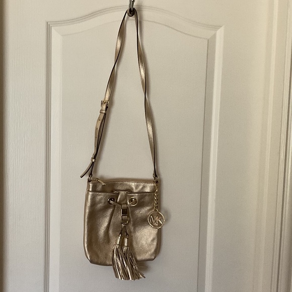 Gold Michael Kors Shoulder Strap Bag with Removable Key Chain - Picture 1 of 11